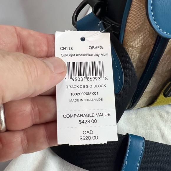 COACH Track Crossbody Bag In Colorblock Signature Canvas With Coach Stamp - Picture 11 of 14